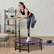 Mini Trampoline with Adjustable Handle, Round Steel Frame, Pink