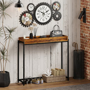 Hallway Console Table Narrow with Metal Frame Rustic Brown