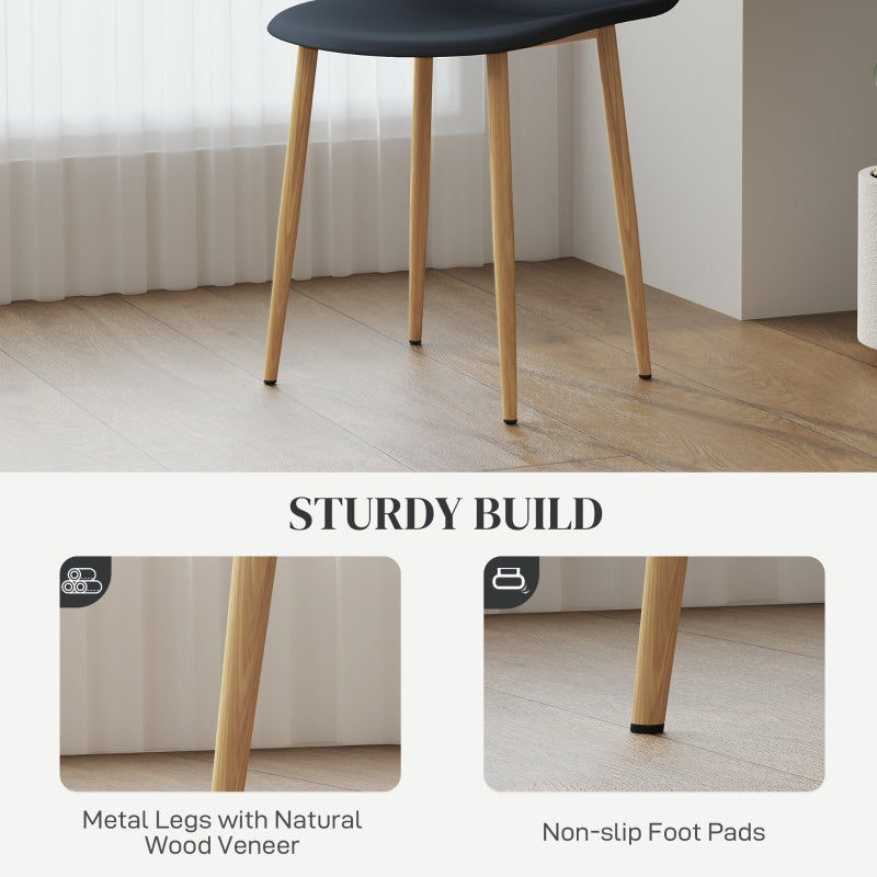 Modern Dining Chairs Set of 4, with Backrest and Steel Legs, Black