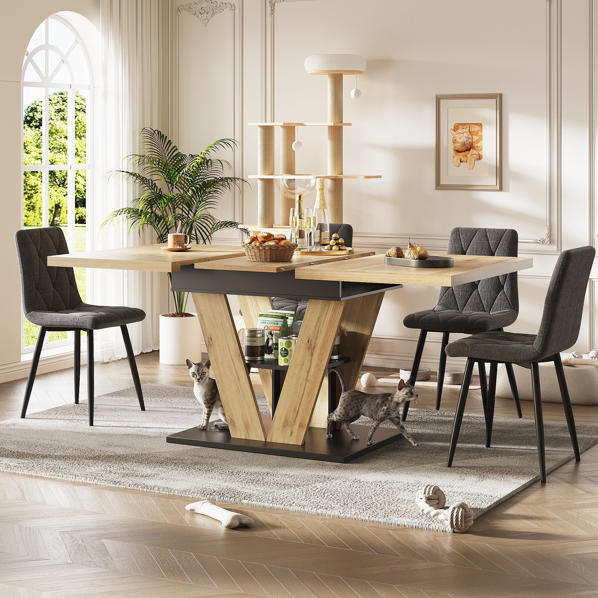 Extendable Dining Table 110(140)x80cm - Wood Grain