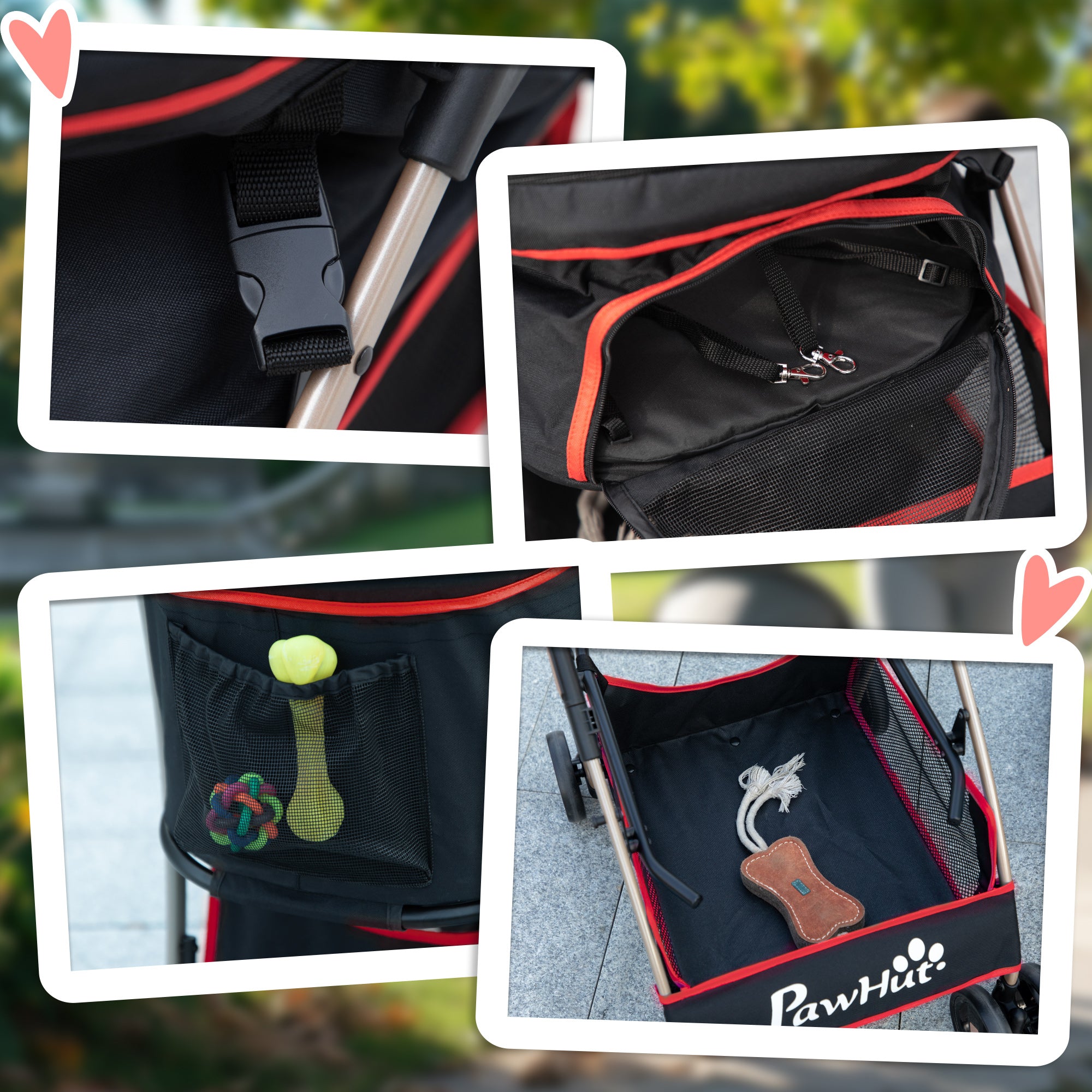 Dog Stroller, 2 in 1 Foldable Trolley with Cushion for Small Dogs, Oxford Fabric