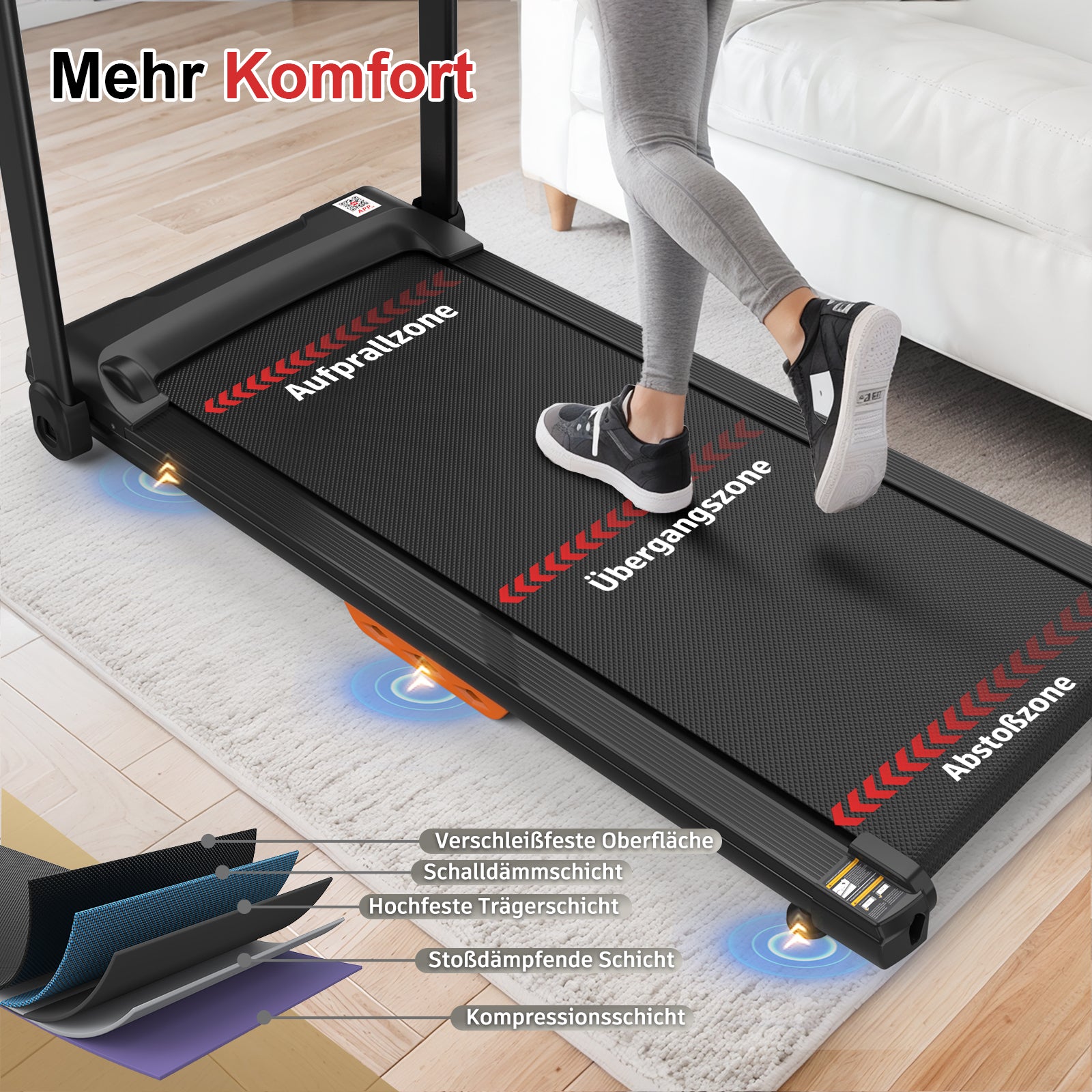 Treadmill Foldable LED Max 120kg 12km/h Tablet Holder