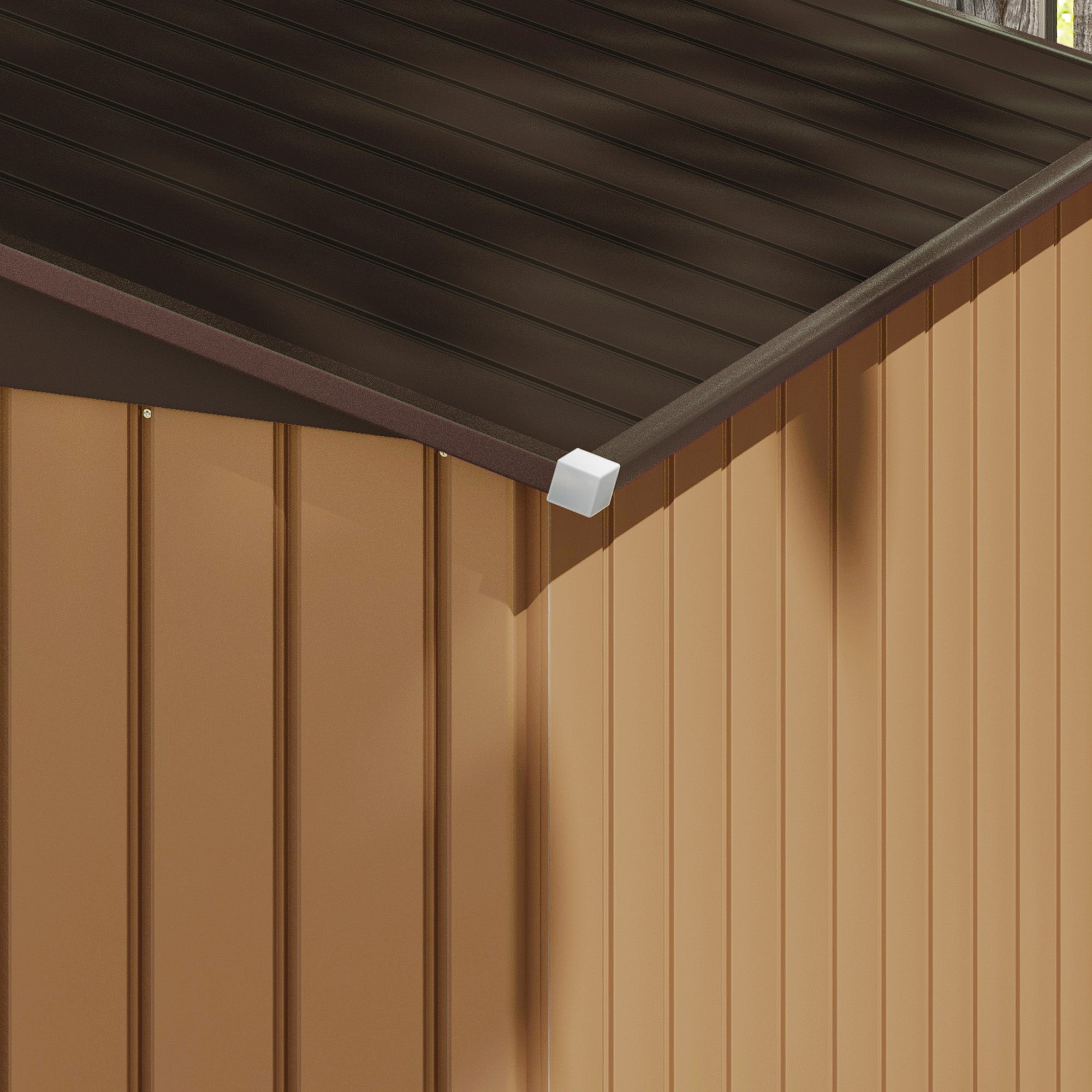 Metal Garden Tool Storage Shed, 7 x 4ft Lockable with Foundation and Vents, Light Brown