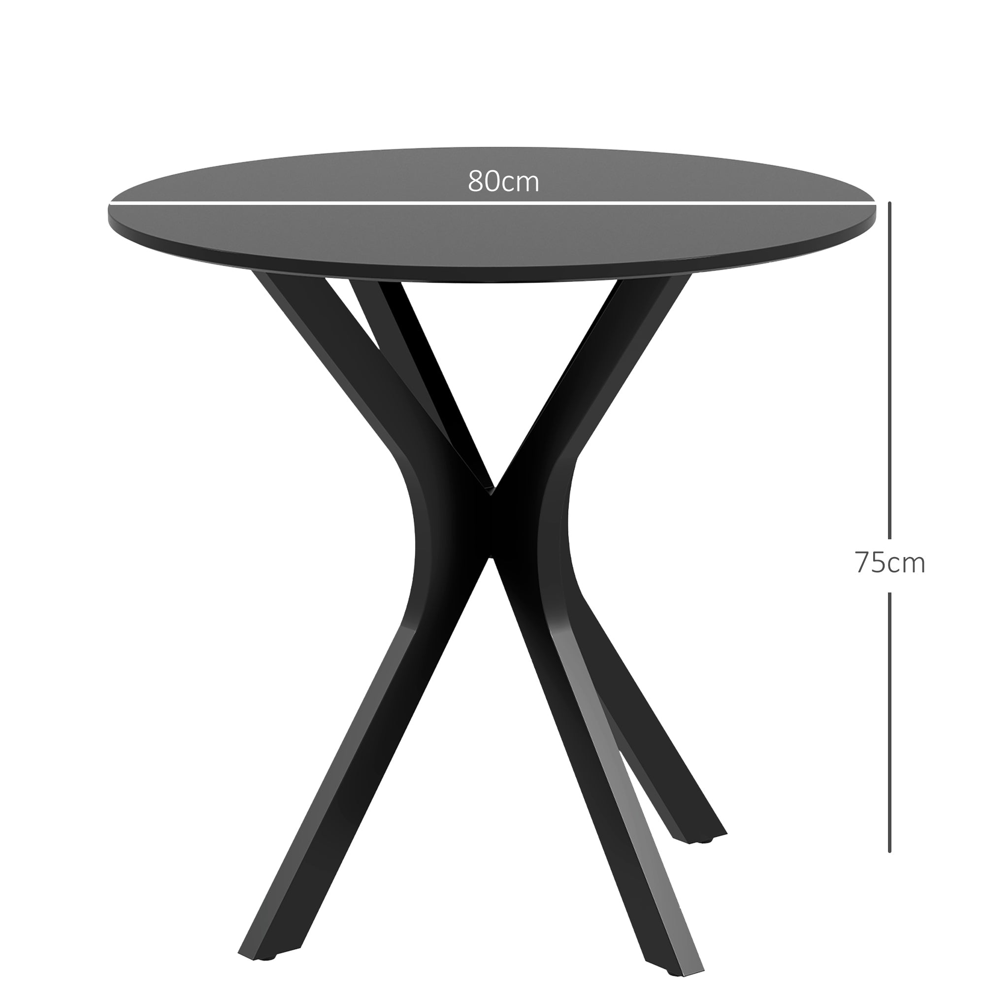 Dining Table, Round Coffee/Bar Table Spider-Steel Frame Ø78 cm, Black