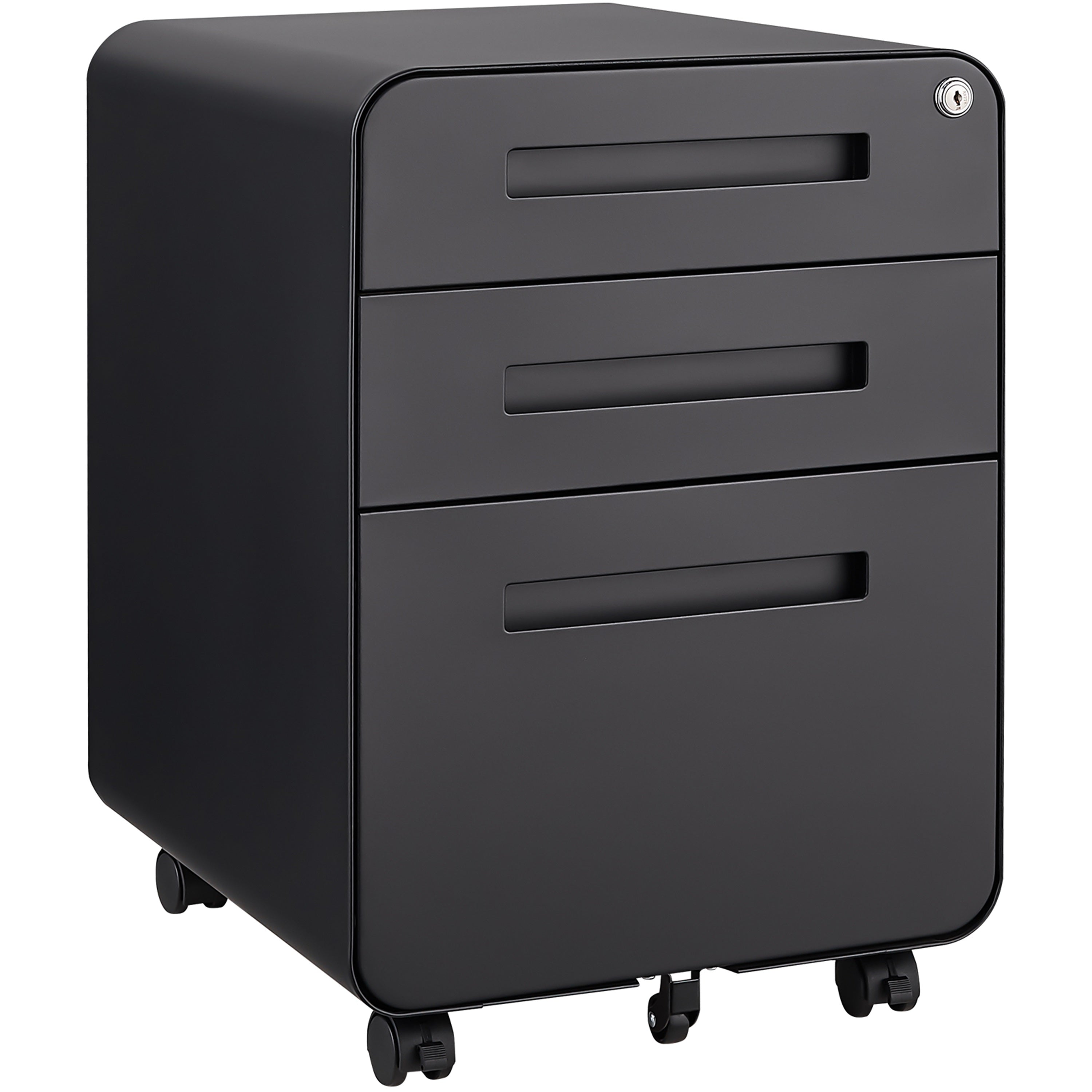 Mobile File Cabinet 3 Drawer Legal/Letter/A4 Under Desk Steel Black