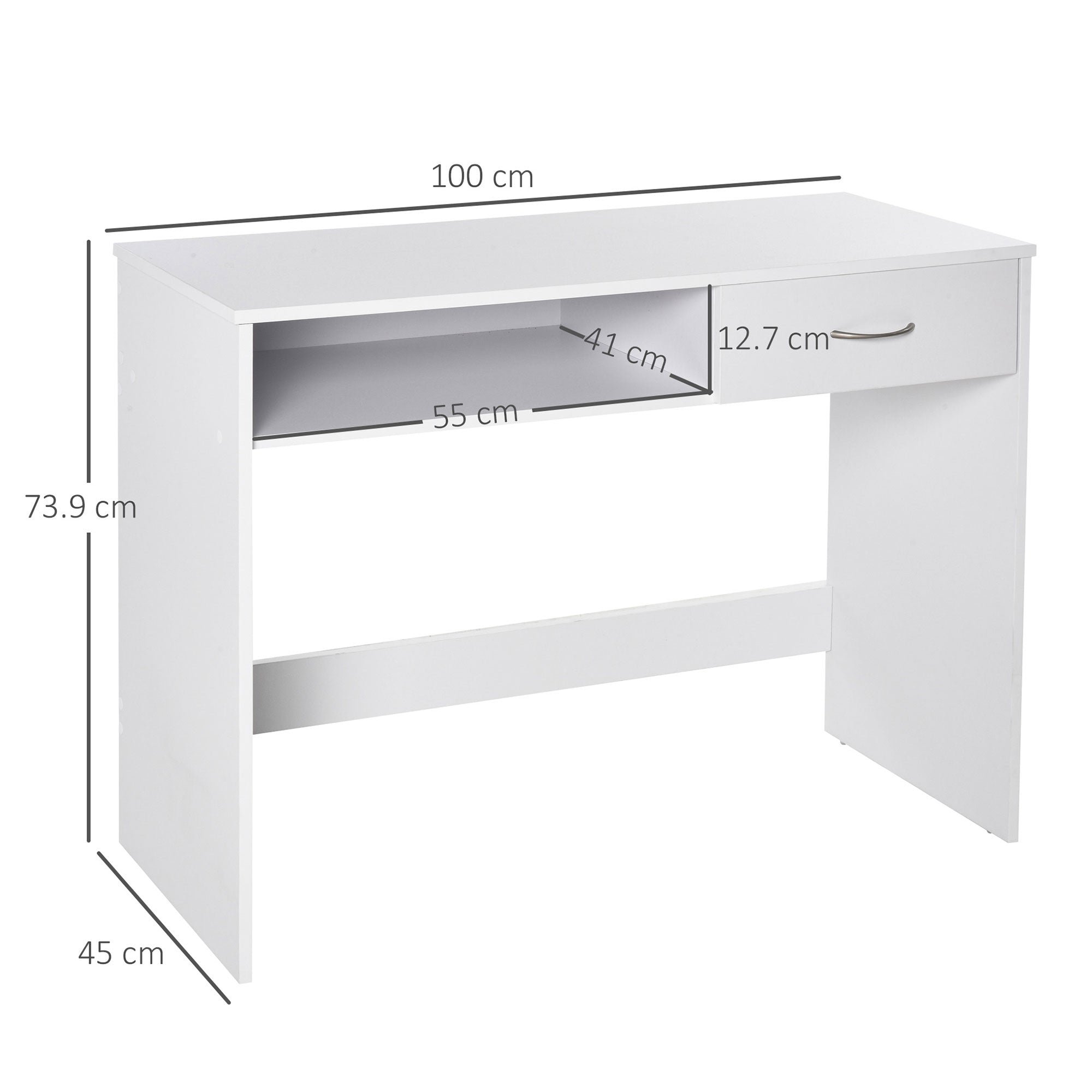Compact Computer Desk Study Table with Drawer Storage White
