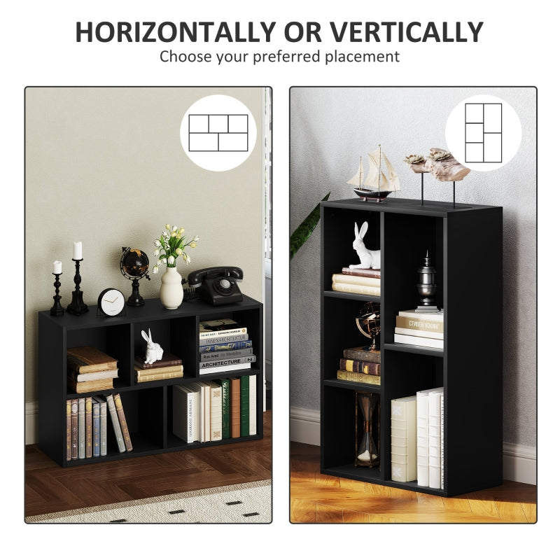 Bookshelf 2-Tier 5 Compartments Black
