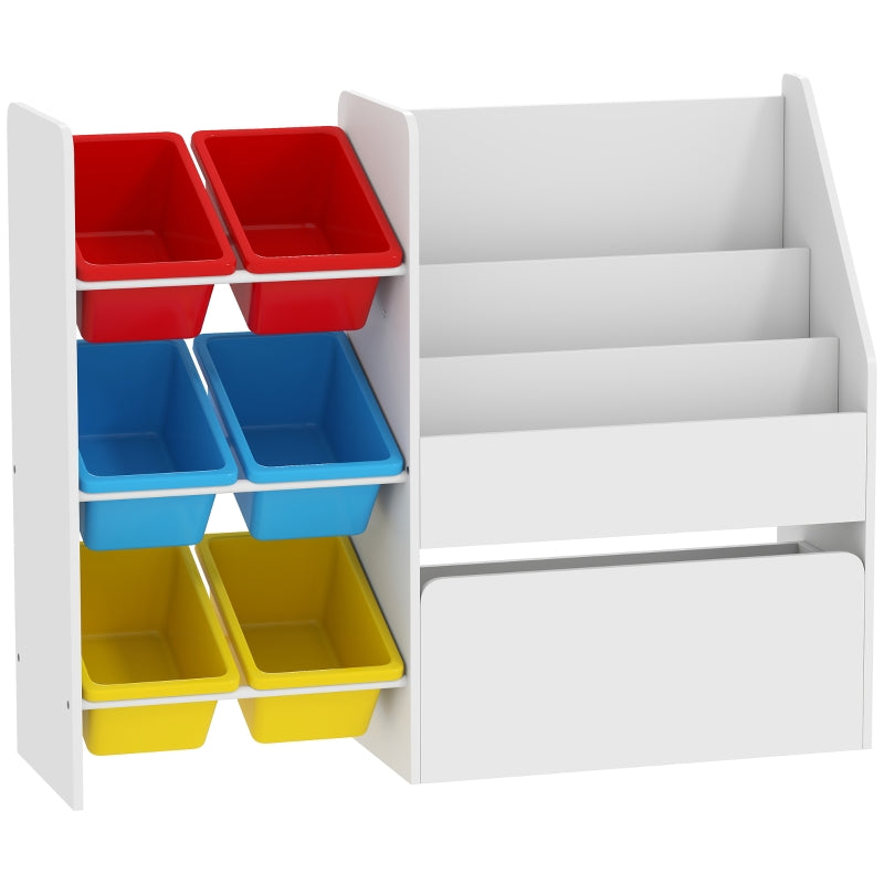 Toy Storage Unit 3-Tier Shelf with 6 Removable Bins, Multicoloured