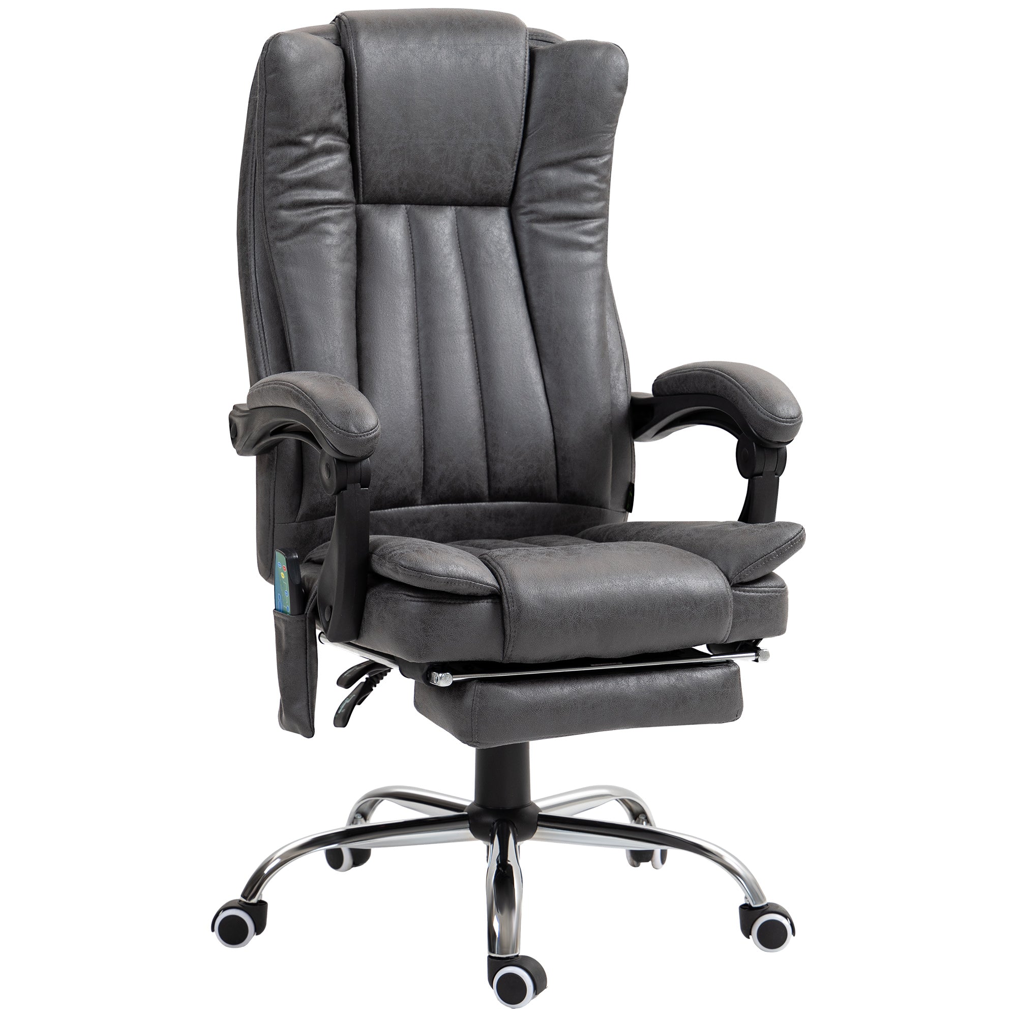 Vinsetto Office Chair with Massage & Heat, Adjustable Footrest, Grey