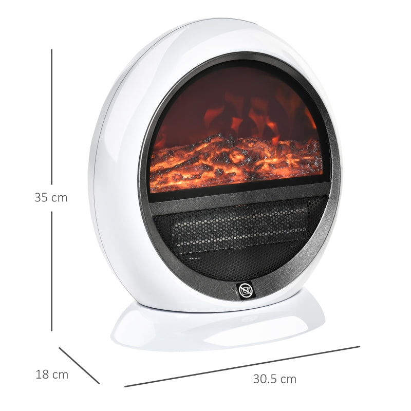 Freestanding Electric Fireplace Table Top Heater, Flame Effect, 1500W, White
