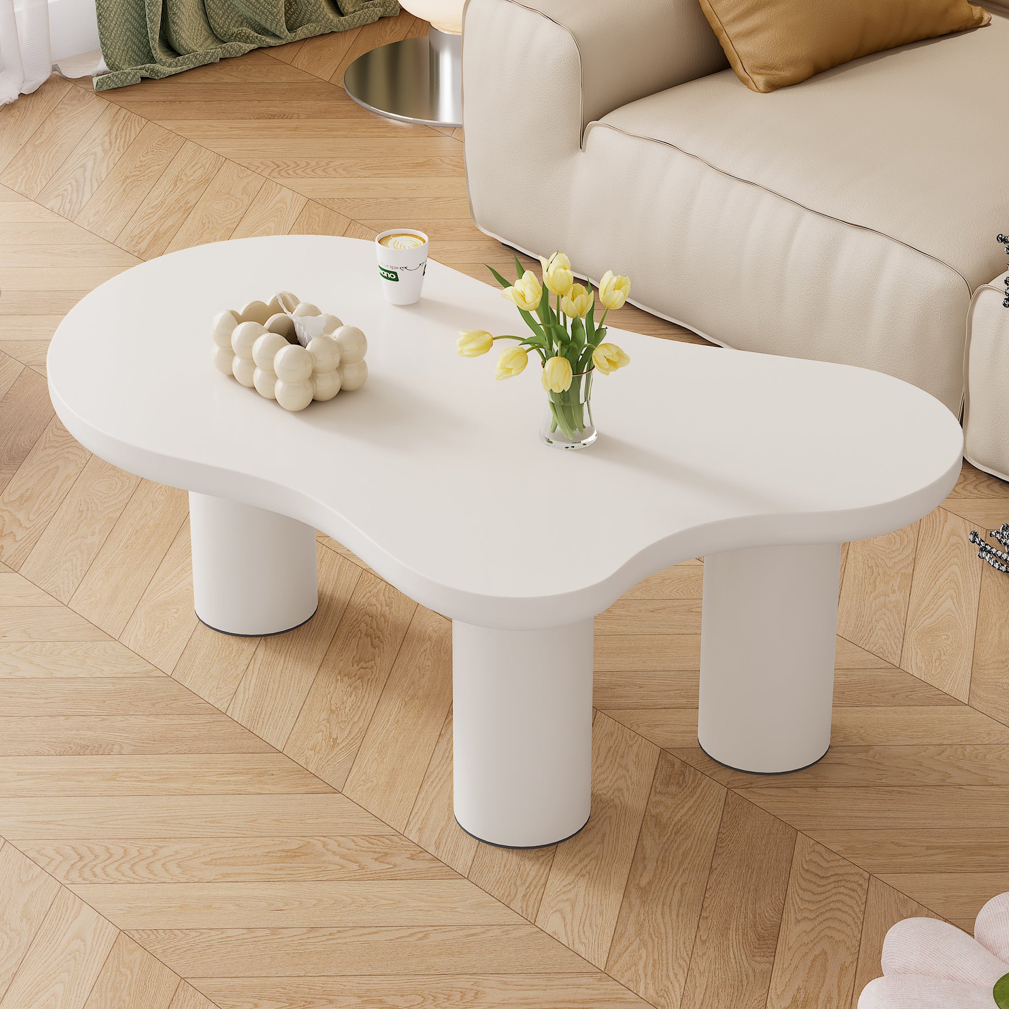 Irregular Cloud Coffee Table MDF Tabletop PVC Legs