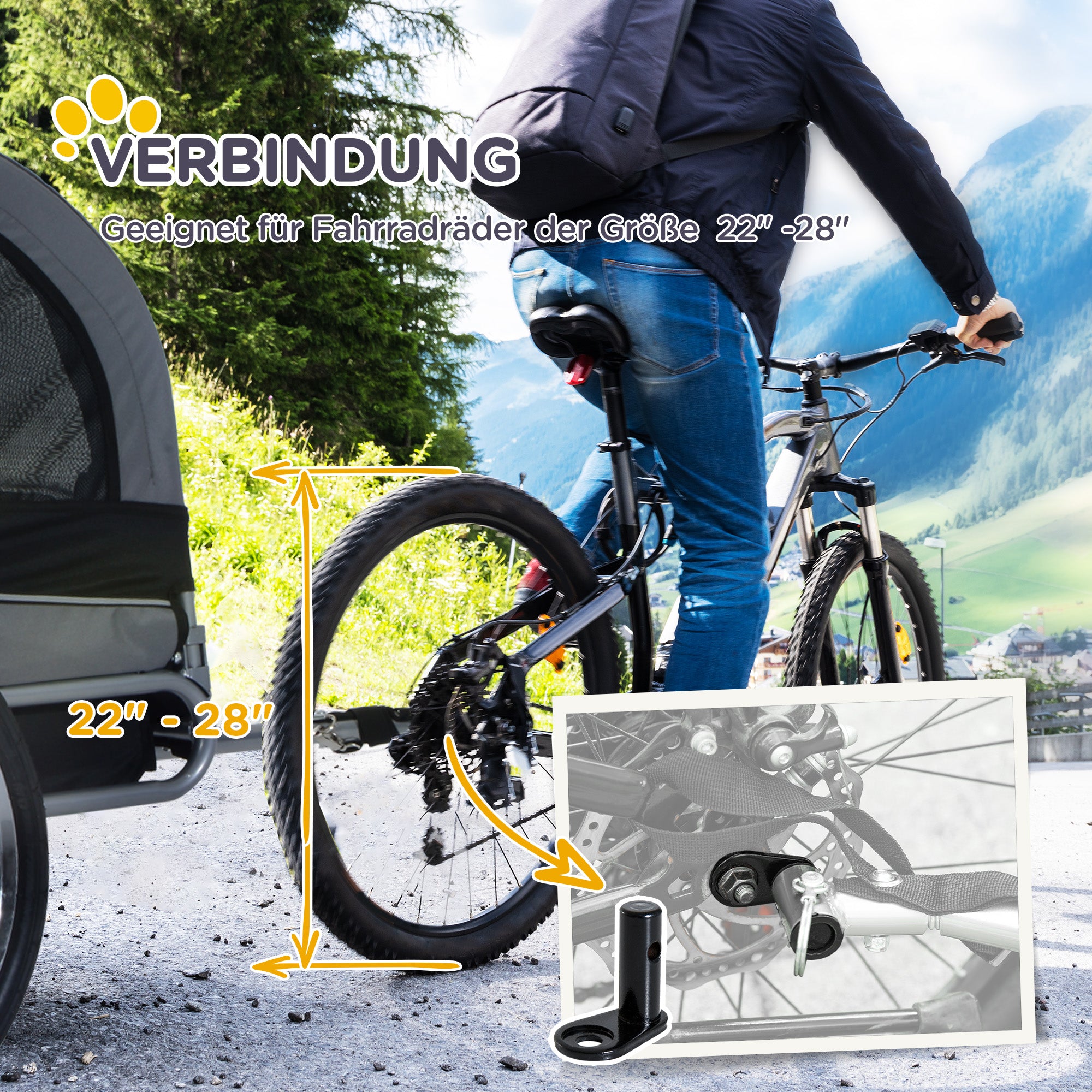 Dog Trailer Bicycle Transporter 130x73x90cm, Grey/Black