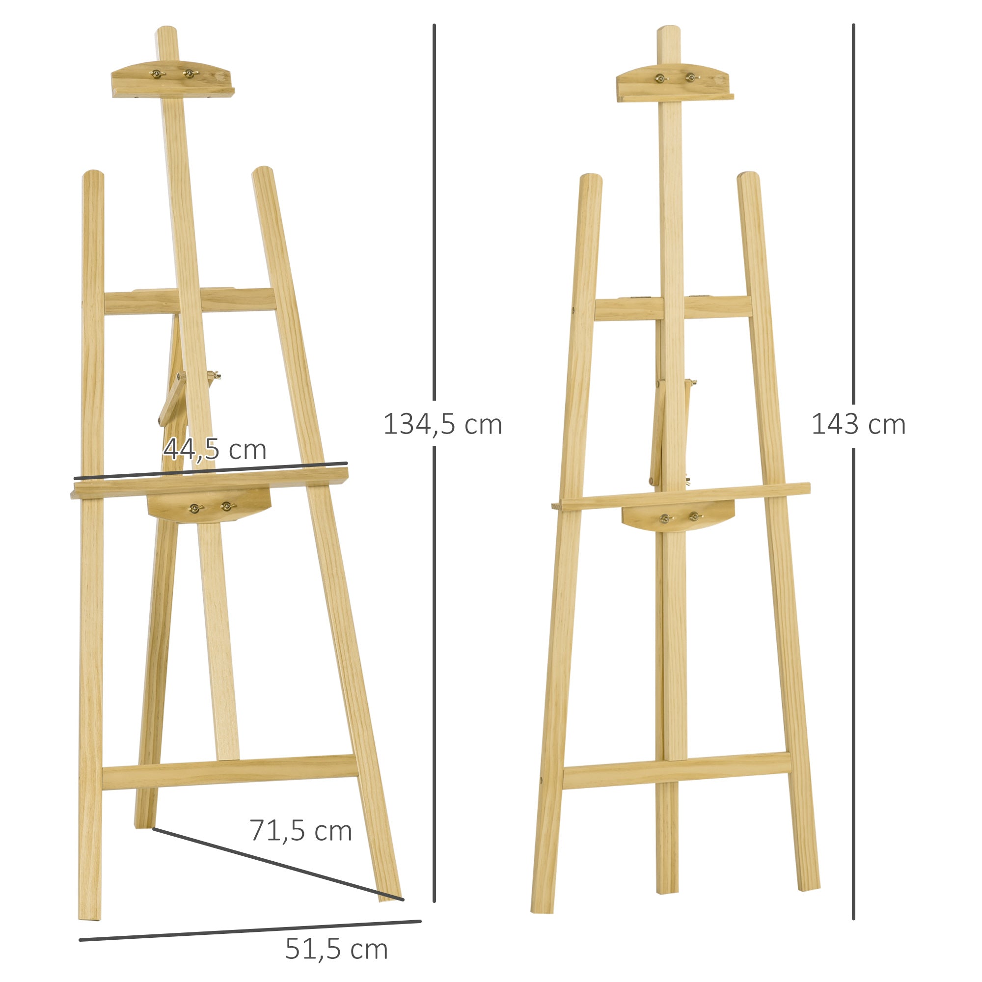Easel, Studio Adjustable 90°, Pinewood
