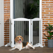 Foldable Dog Gate, Freestanding with Two Support Feet, White