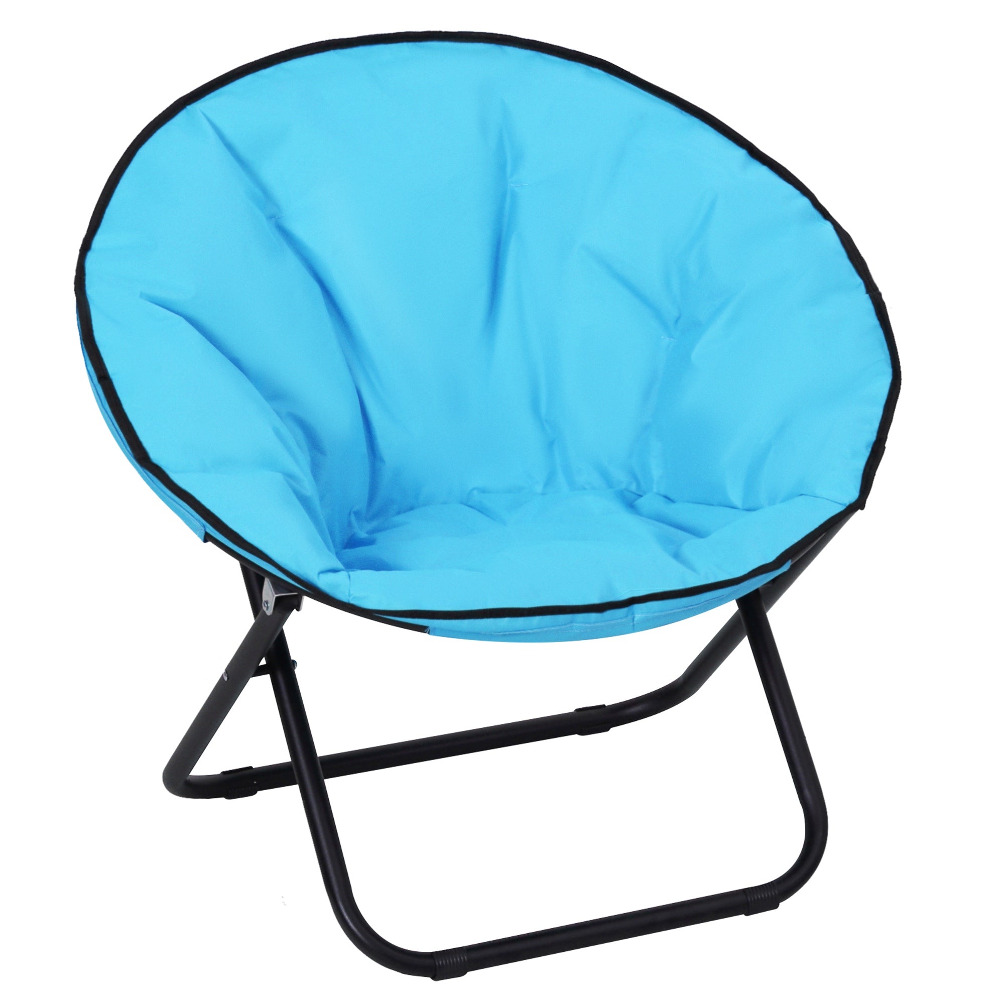 Camping Moon Chair, Portable Folding with Wide Padded Seat, Blue Oxford