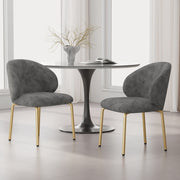 Dining Chairs and Lounge Chairs with Gold Legs, Set of 2, Grey Chenille