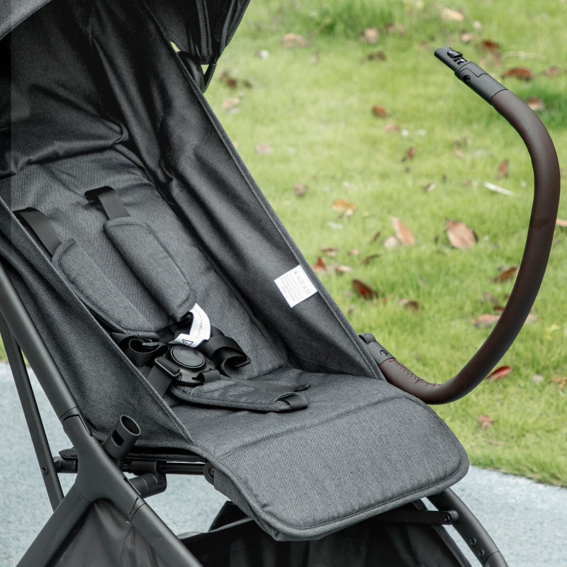 Foldable Baby Stroller Adjustable Seat 5-Point Harness Lightweight Dark Grey