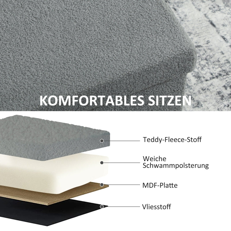 Storage Ottoman Bench with Storage Space and Lid, Dark Grey