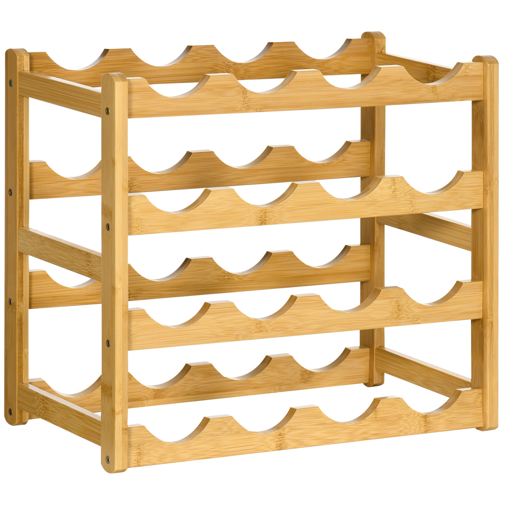 Bamboo Wine Rack, 16 Bottles, Natural Wood
