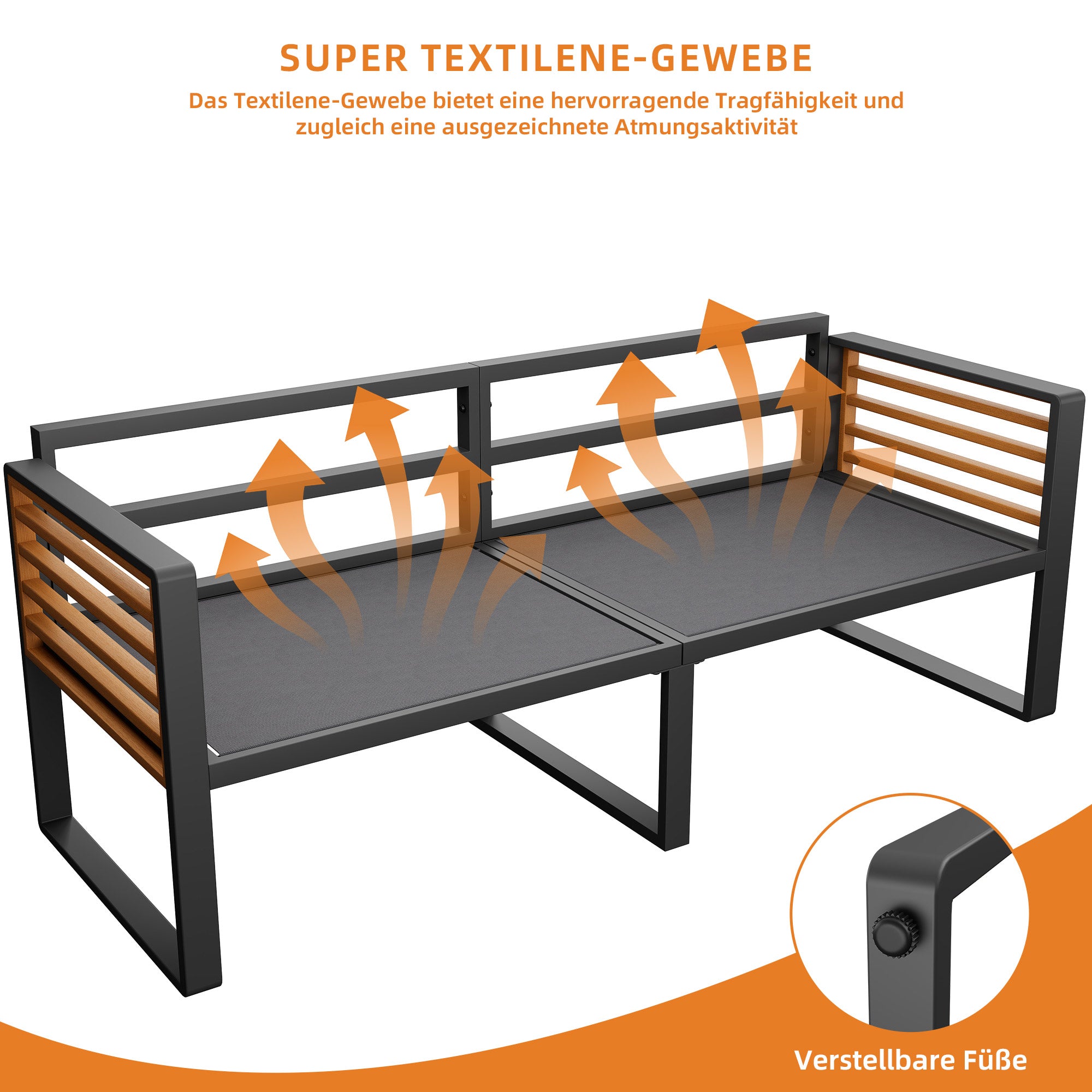 Garden Lounge Set 3-4 Seater Modern Outdoor Sofa - Galvanized Iron Frame