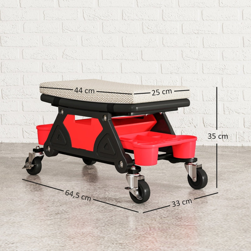 Workshop Stool, Rolling Seat with Storage Drawer, 135 kg Load Capacity, Gray
