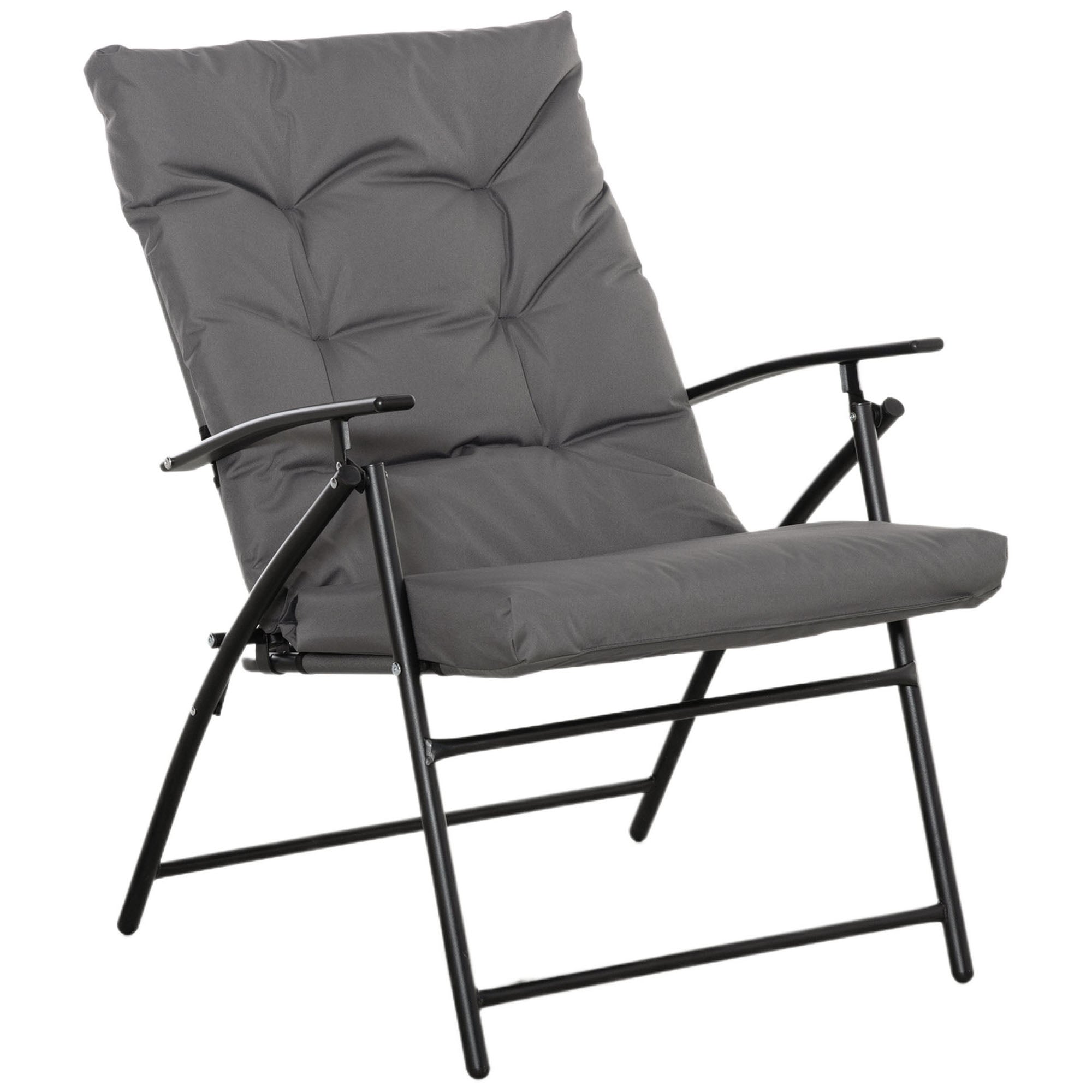 Camping Chair Foldable, Adjustable Backrest, Metal, Oxford, Gray