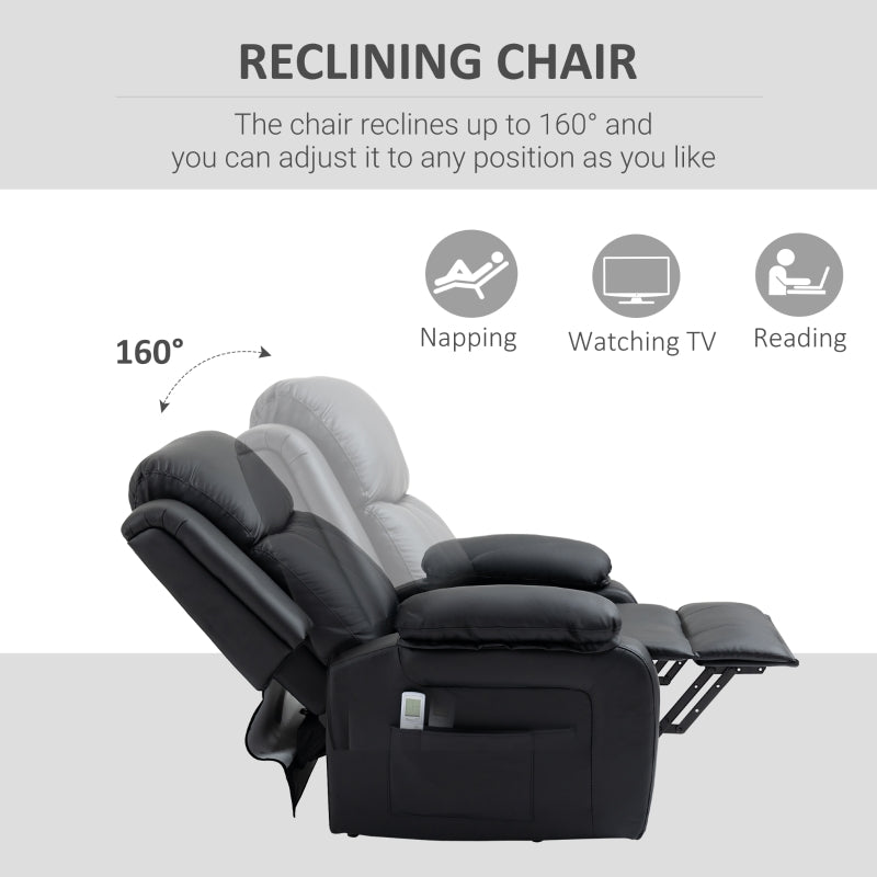 Riser and Recliner Chair, Massage Power Lift Extended Footrest, Black