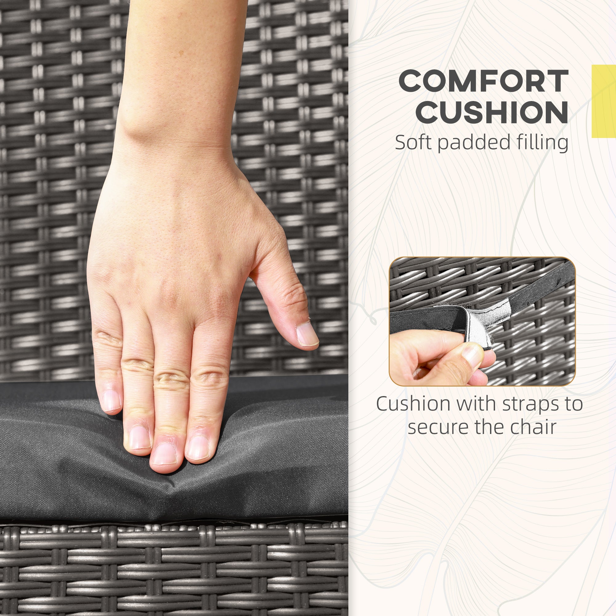 Set of Four Armless Garden Chairs, Rattan Wicker, Dark Grey