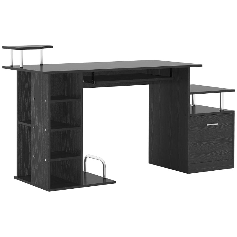 Computer Desk Workstation with Drawer Shelves CPU Storage, Black