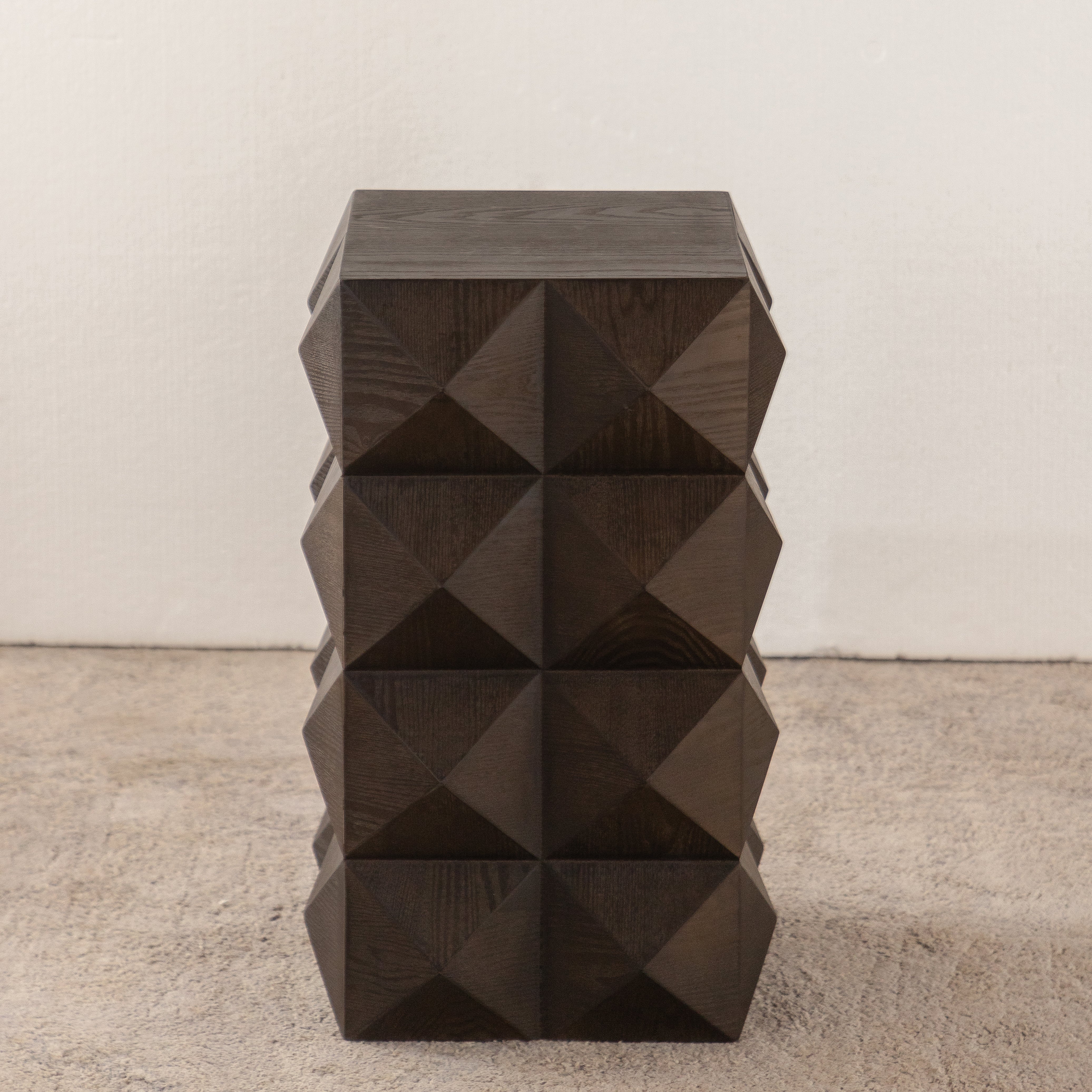 60cm height three-dimensional embossed pattern design retro side table retro wooden nightstand brown