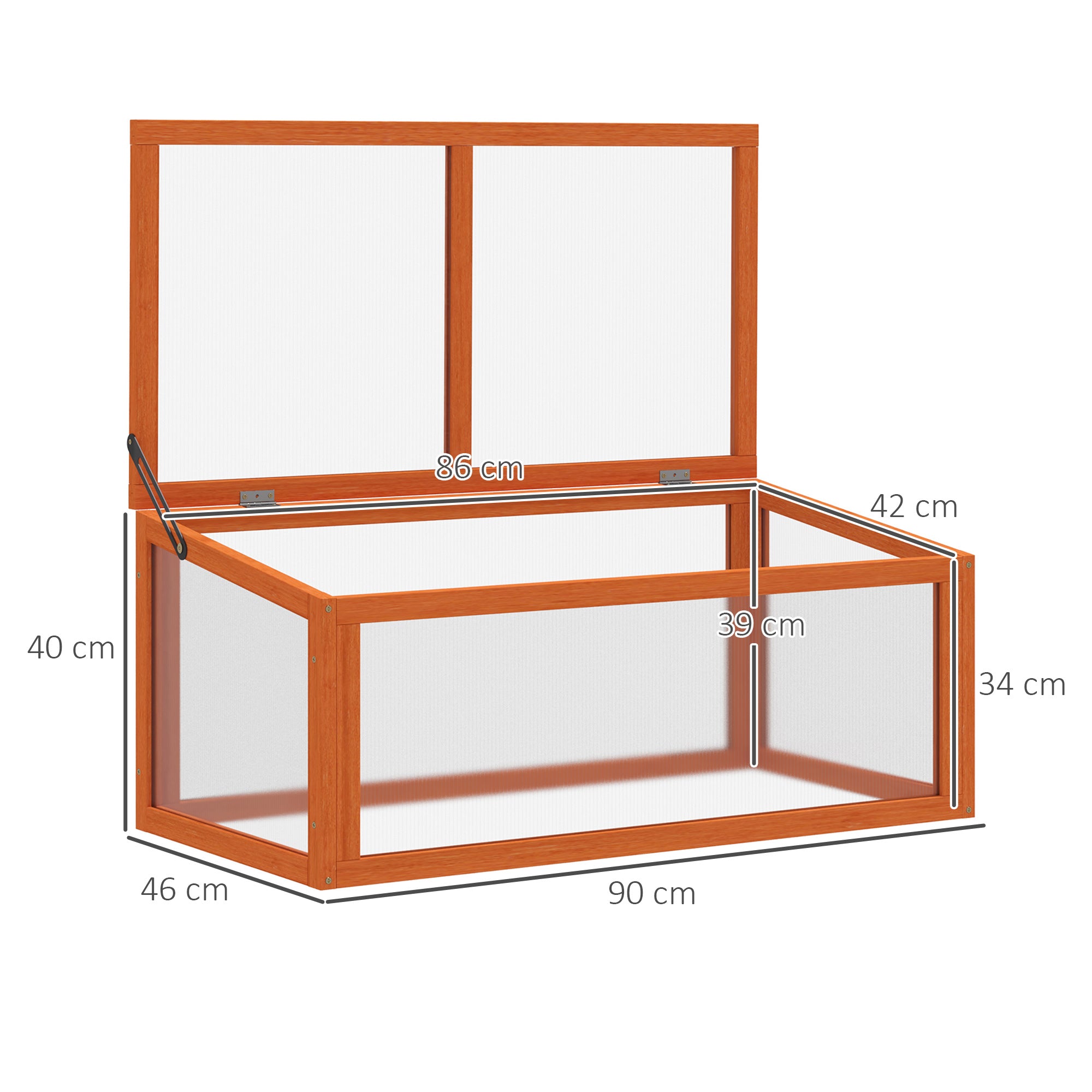 Cold Frame Greenhouse, Weatherproof Wood & Polycarbonate, Orange
