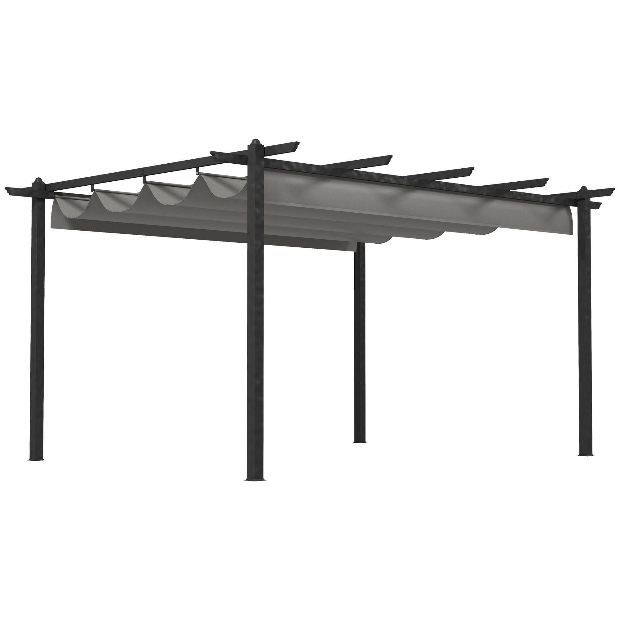 4 x 3(m) Pergola with Retractable Roof, Garden Gazebo, Aluminium Grey