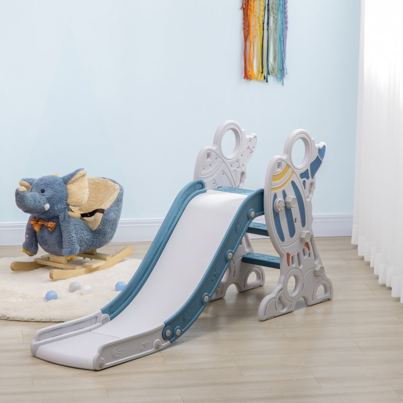 Rocket Slide for Toddlers with Sticker Set and Rocket Design, Blue