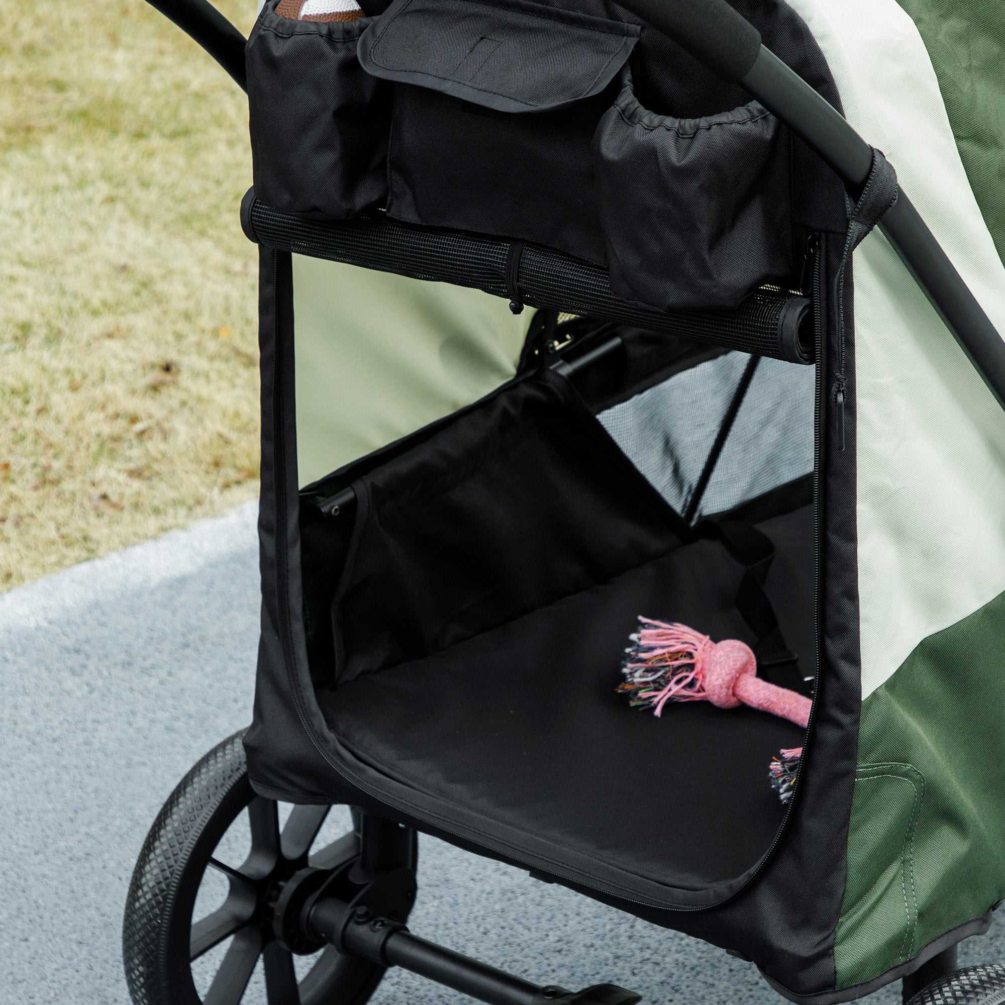 Dog Stroller Foldable, 30 kg, Mesh Windows, Dark Green