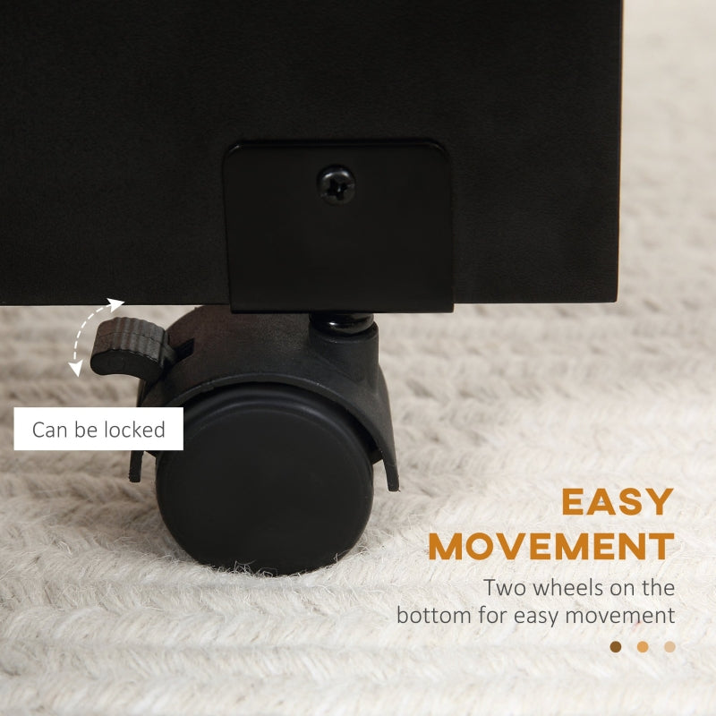 Foldable Dining Table, Extendable Drop Leaf with 2-tier Shelves and Casters, Black Engineered Wood