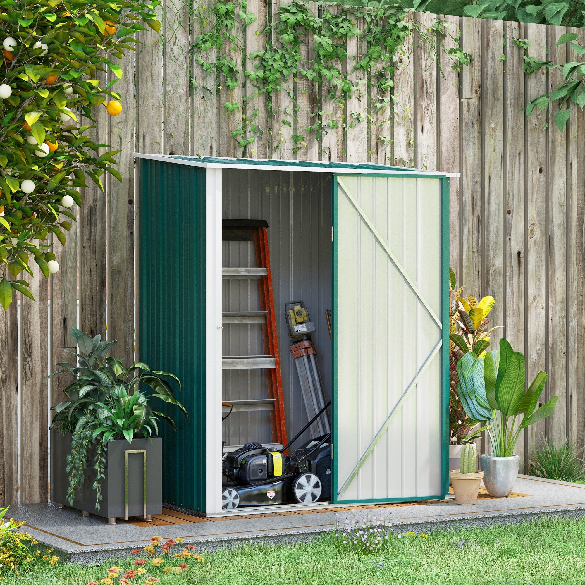 Garden Shed 5.3 x 3.1ft Corrugated Steel Green
