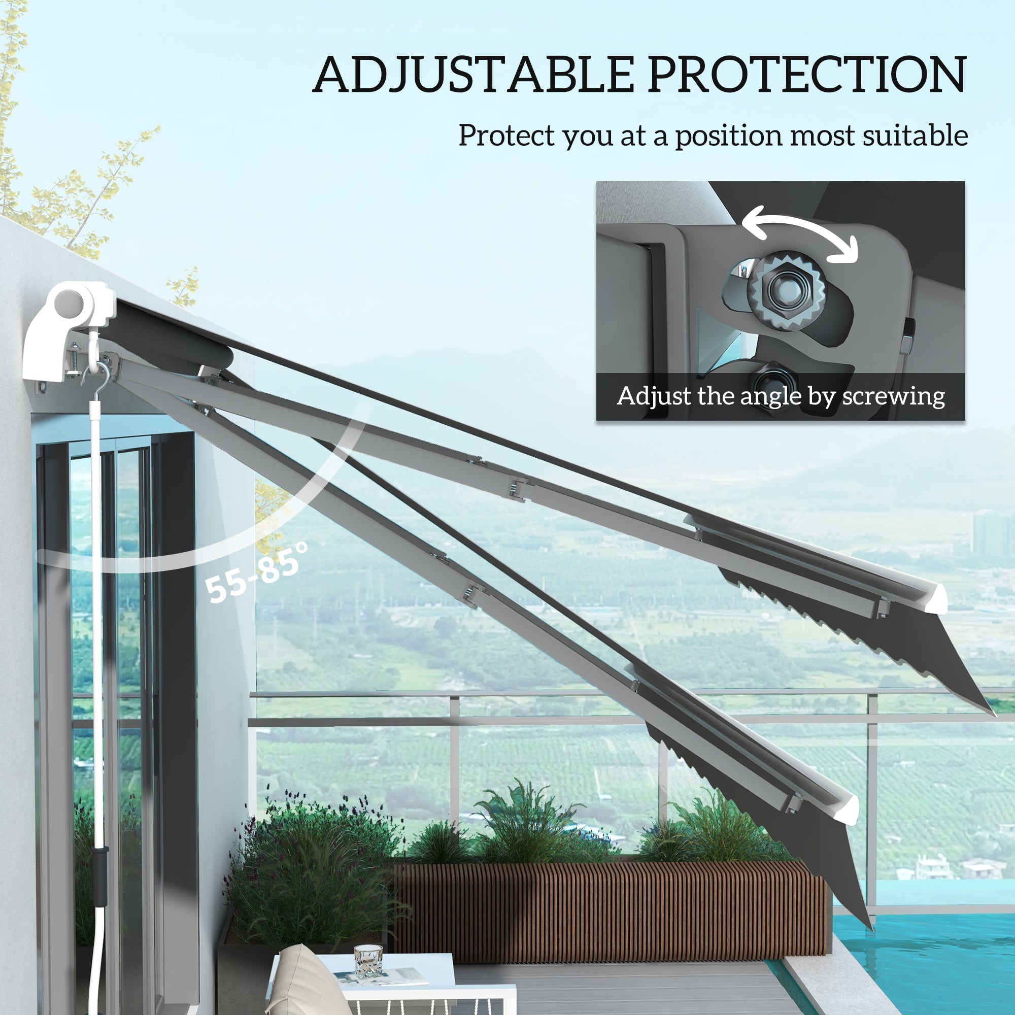 Manual Retractable Awning 4m x 3m - Grey