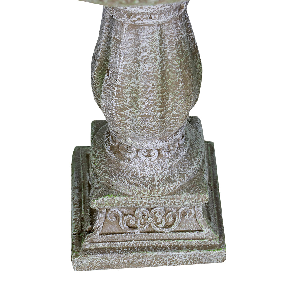 Concrete birdbath fountain 60.5 cm high x 51 cm diameter with carved base