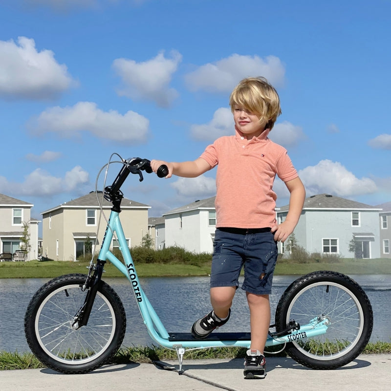 Children's Scooter with Brake and Height Adjustable Lightweight Frame, Light Blue