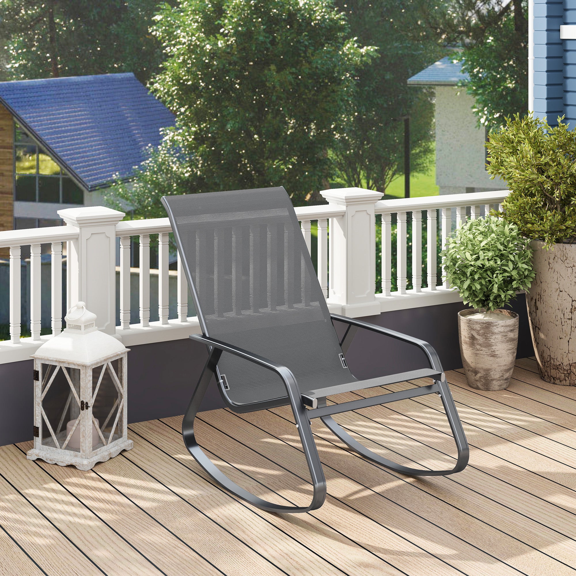 Rocking Garden Chair Outdoor Seating - Grey