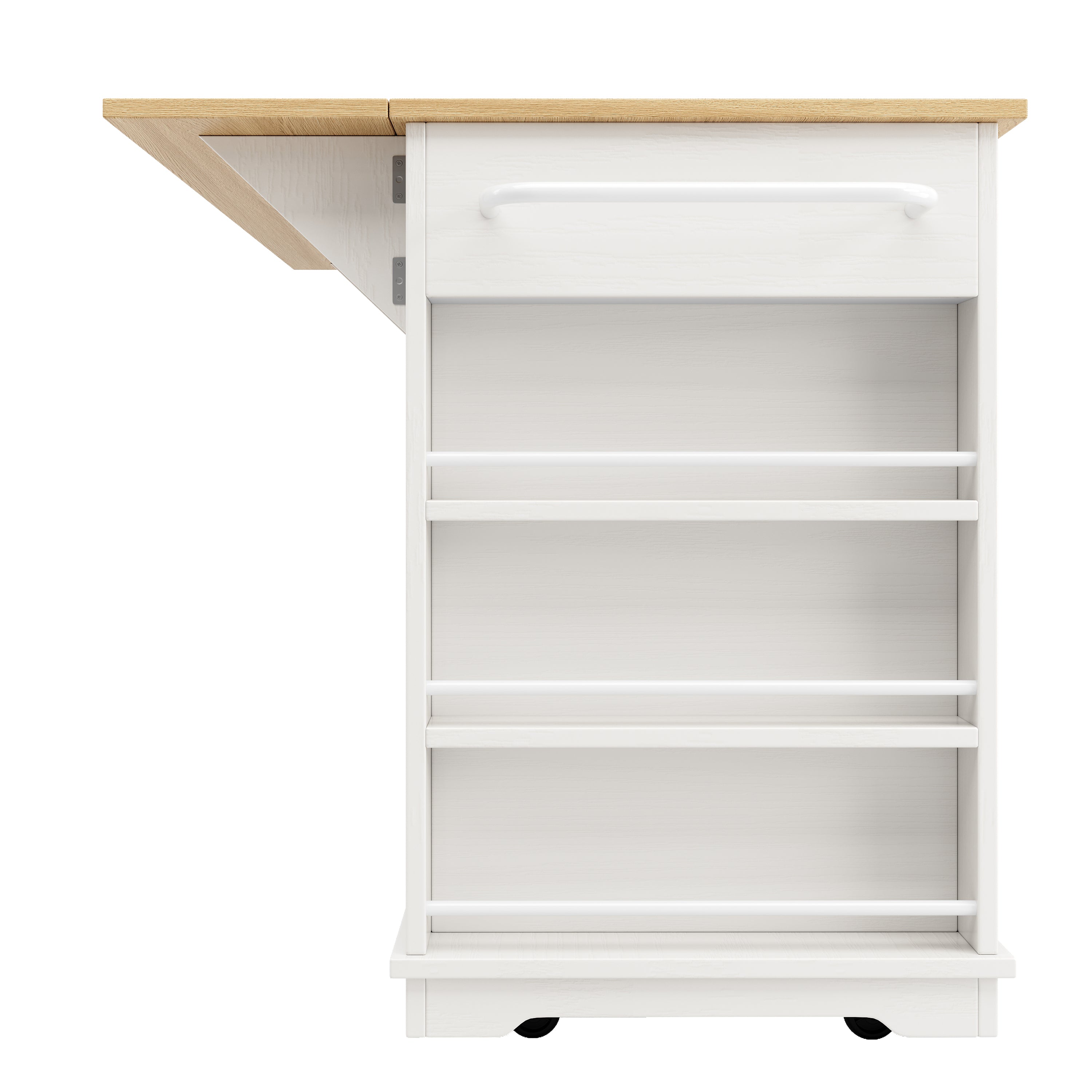 Kitchen Island Trolley Worktop Power Strip Wood Grain White