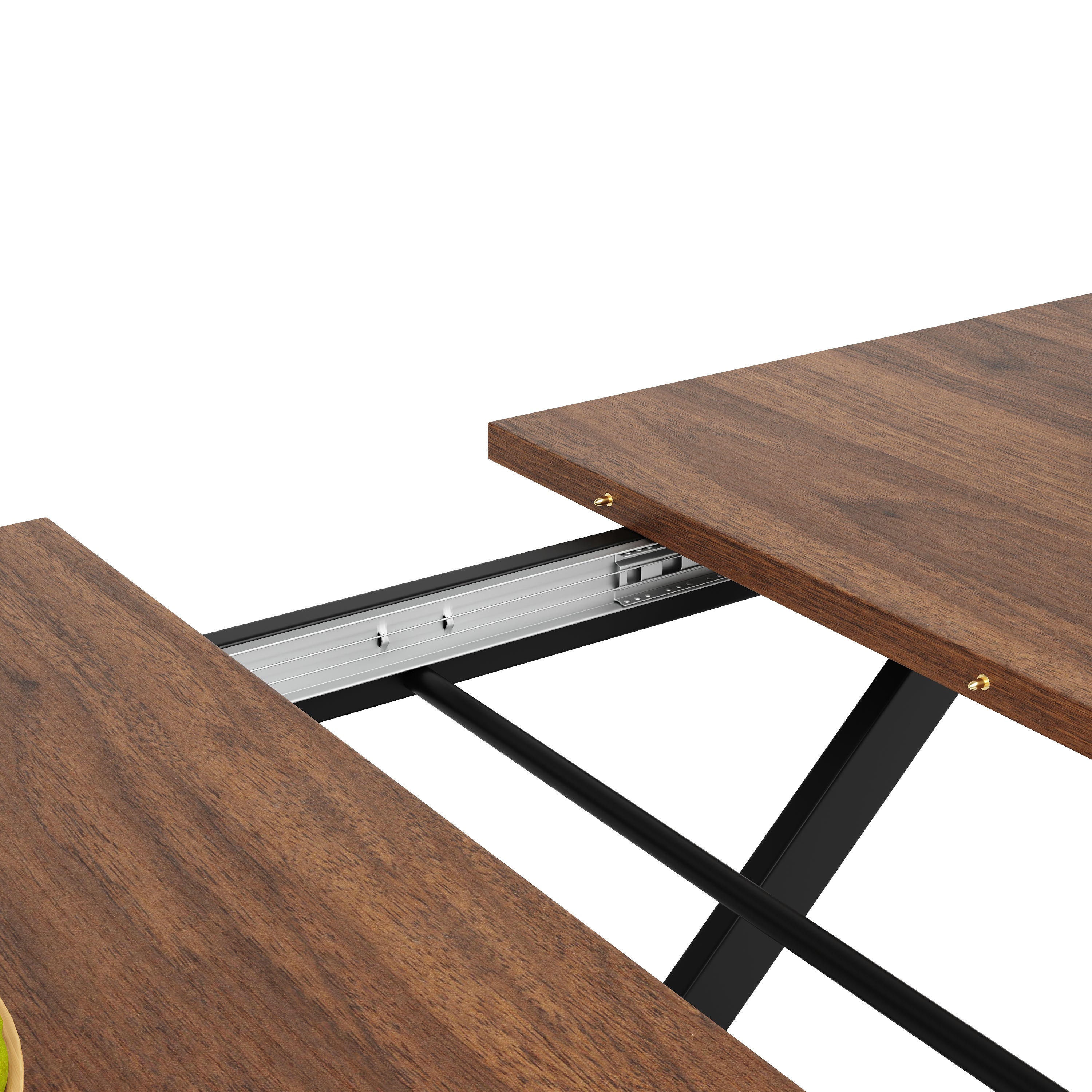 Dining Set, 5-Piece Extendable for 4, Black Velvet & Walnut