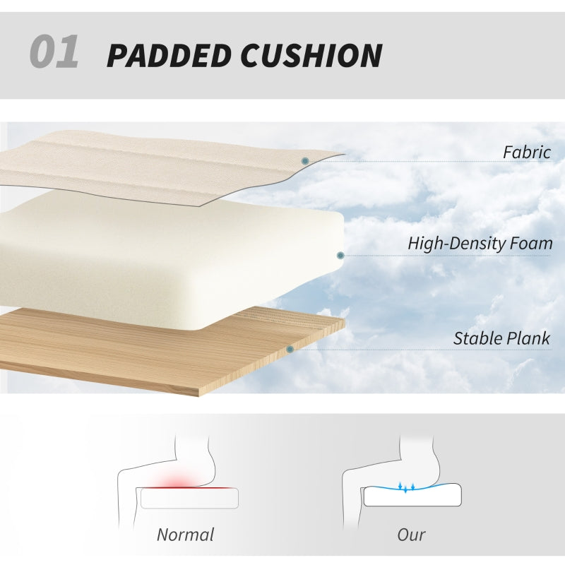 Armless Office Chair, Criss Cross Leg, Wide Seat, Height Adjustable Swivel, Linen Fabric, Cream