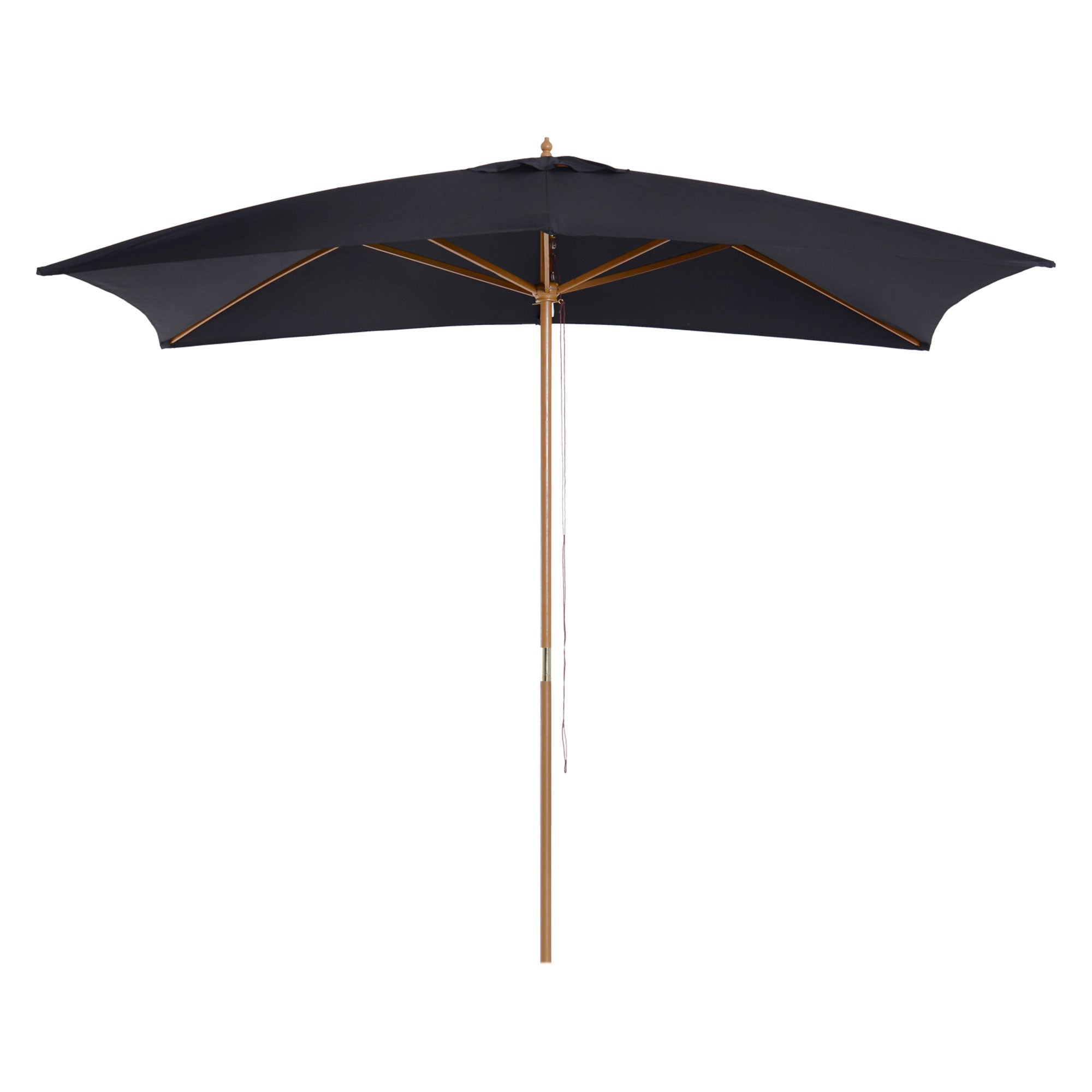 Garden Parasol Umbrella, 2 x 3m Outdoor Shade Canopy, Wooden, Black