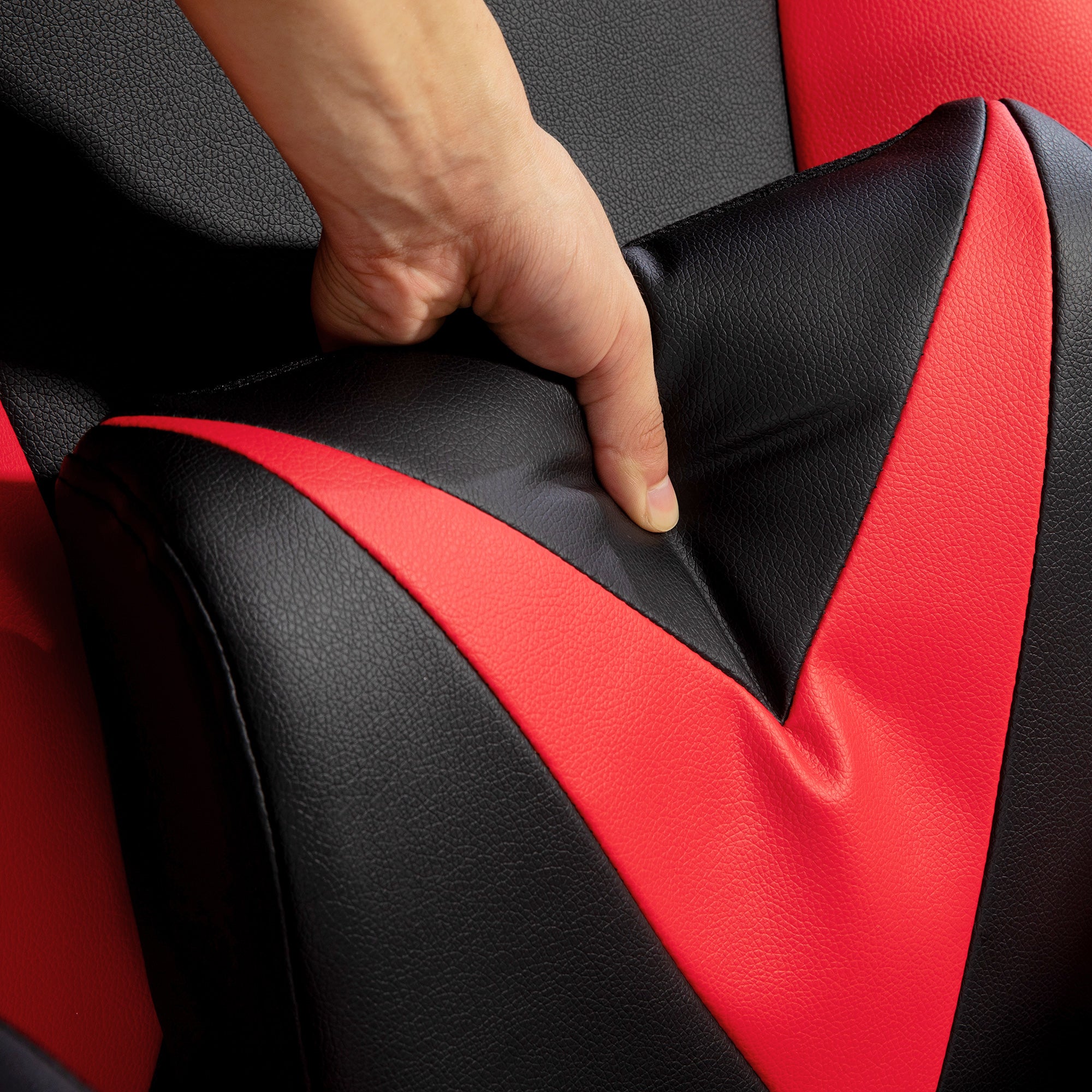 Vinsetto Gaming Chair with Rocker, Ergonomic, Height-Adjustable, Black + Red