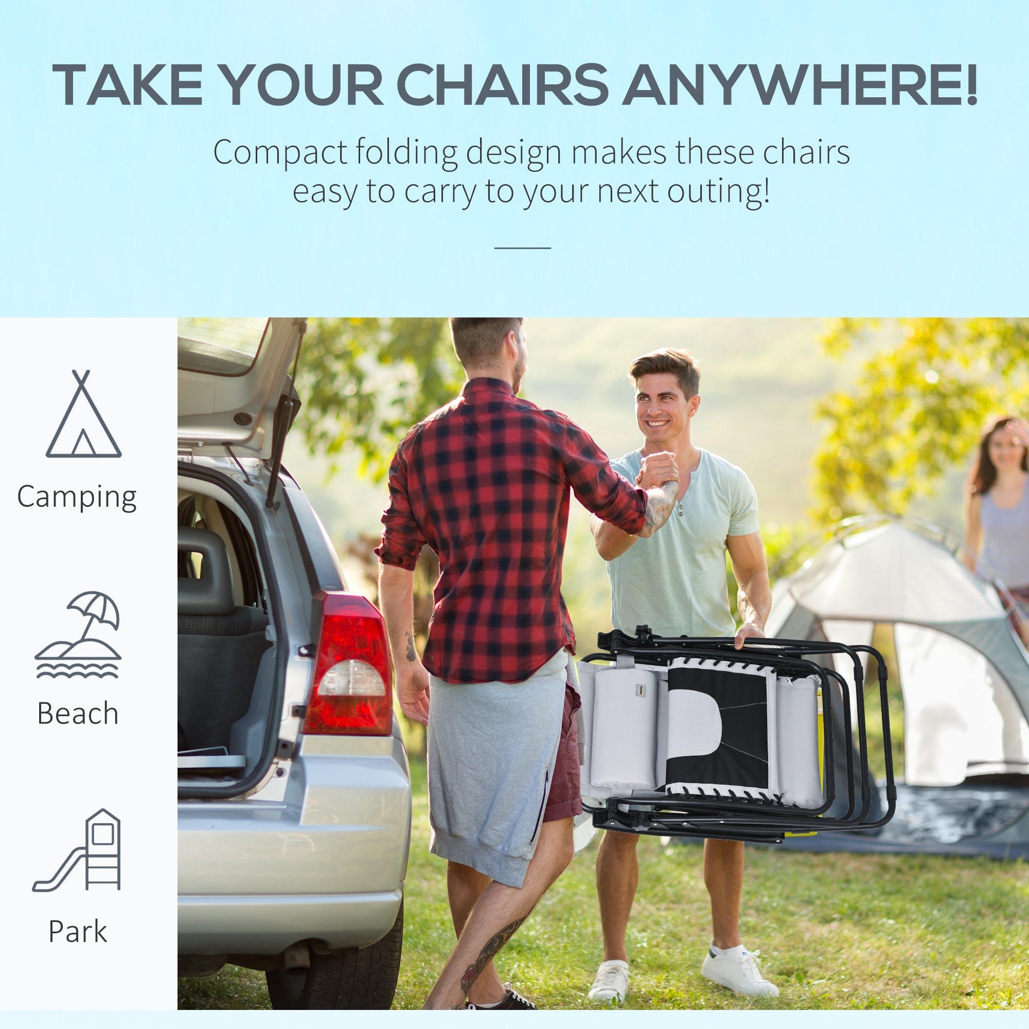 Zero Gravity Lounger Chair Set of 2, Folding Reclining Patio Chair with Cup Holder, Grey