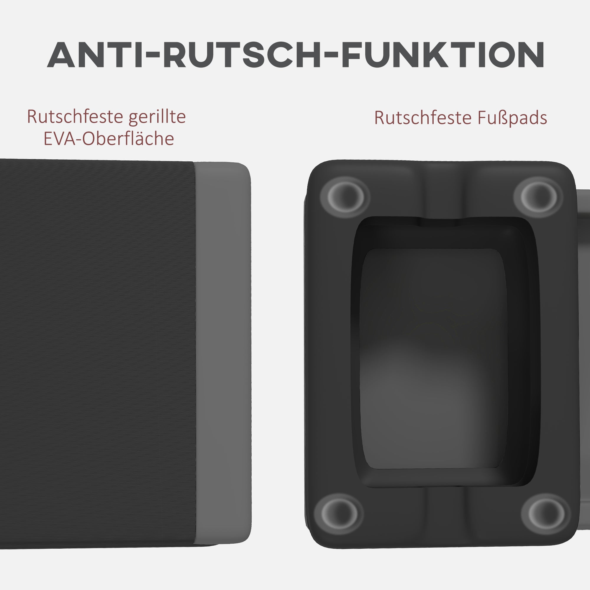 Aerobic Stepper, Height-Adjustable Non-Slip, Plastic Gray