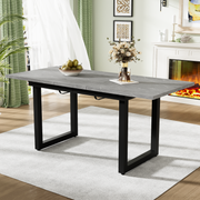 Extendable Dining Table 140/180cm Rectangular Industrial Style - Concrete Look/Black