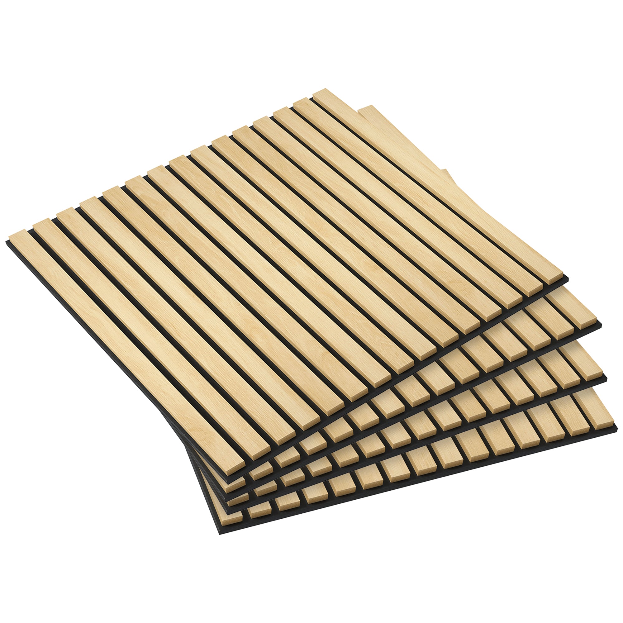 Acoustic Panels, 4pc 60x60cm 3D Wall Panels, Oak