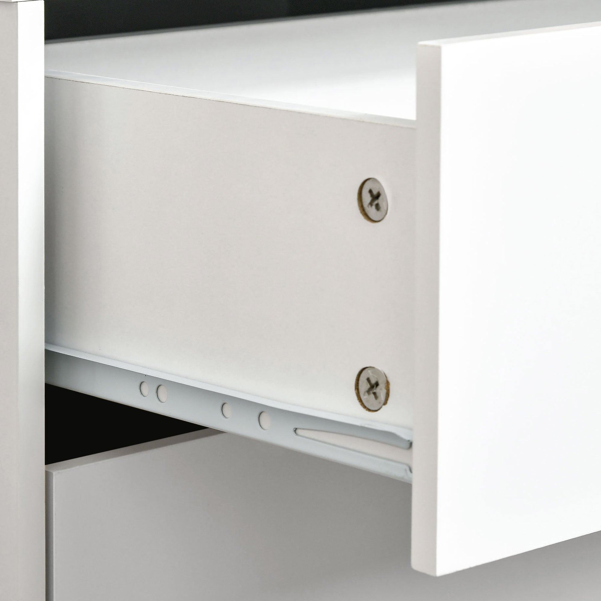 Bedside Table with 2 Drawers, Pine Wood Legs, White